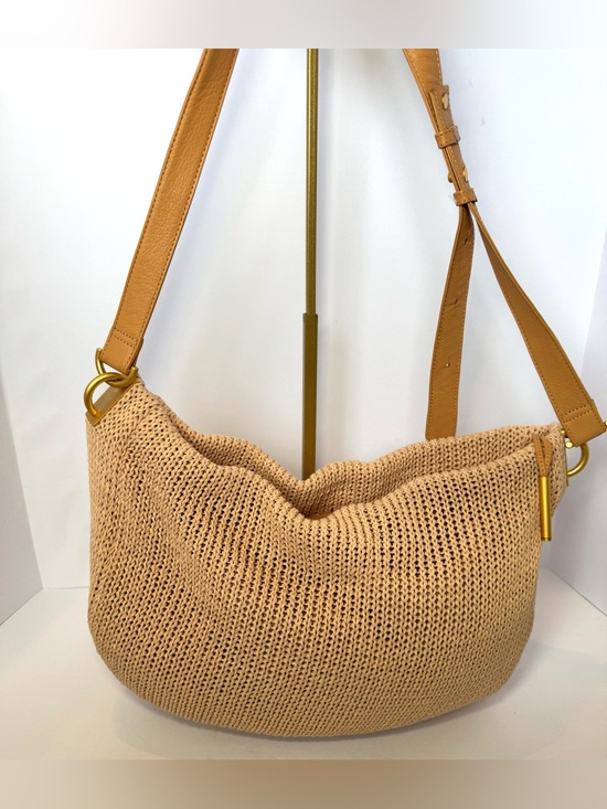 Handbags - Americana by Sharif Boho Tan Woven Crochet Knit Slouchy Hobo Shoulder Bag